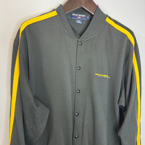 Vintage Polo Sport Snap Ralph Lauren Track Jacket Track Snap Button Black XXL - Picture 2 of 9